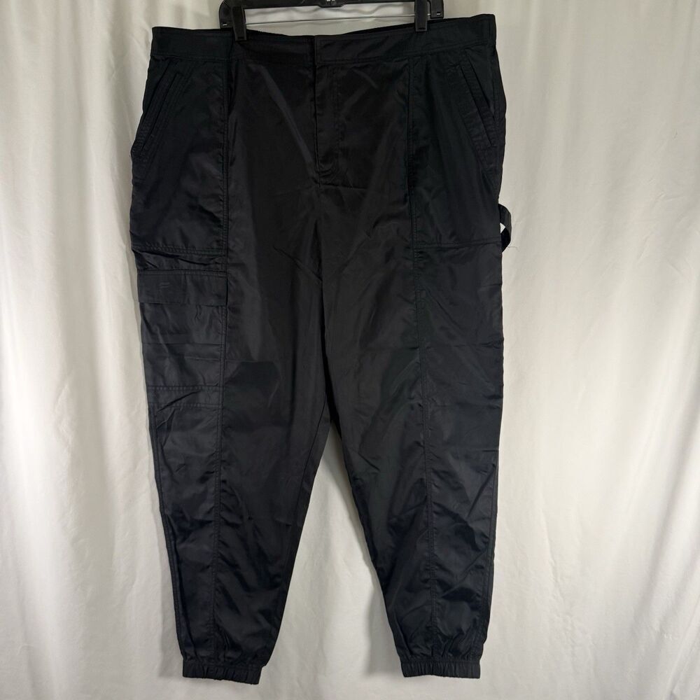 Fabletics Pants Women's 2X Black Cargo Carpenter Elastic Waist Snap Zip Nylon